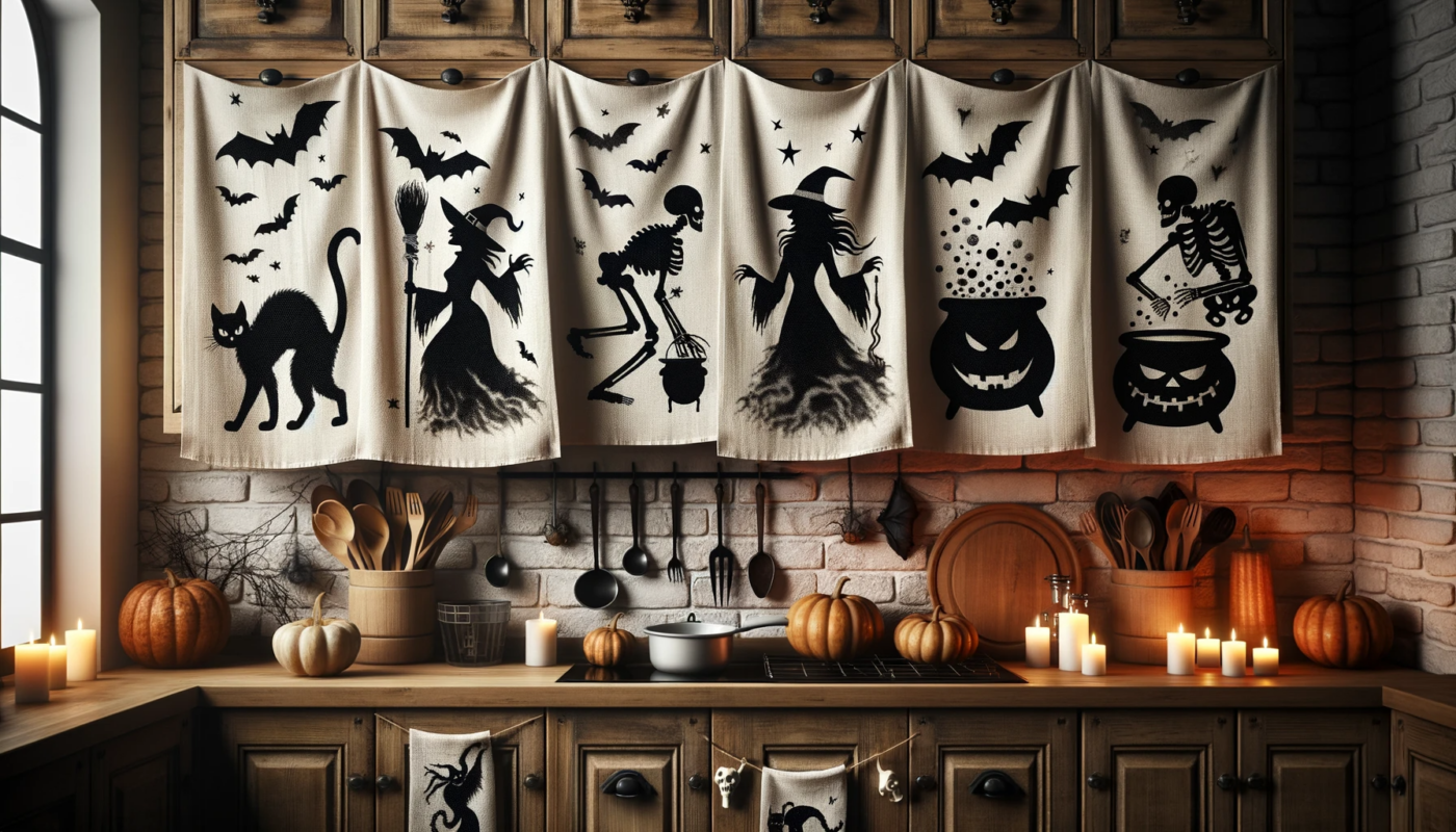 Decor Flour Kitchen Towels Black Bat Halloween Cleaning Supplies